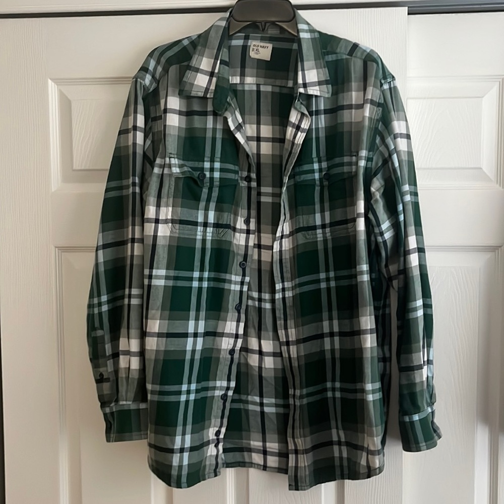 Old Navy Mens XL Green Button Down